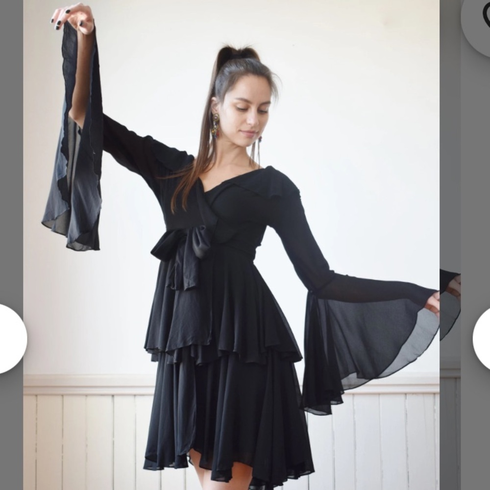 Norma Kamali Black Tiered Sheer Dress NWT